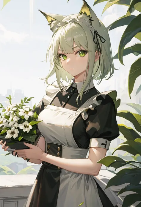 best quality, masterpiece, highres, solo, {kal_tsit_arknights:0.90}, {maid:1.40}, {long maid dress:1.15}
