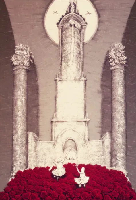 score_9, score_8_up, score_7_up, 1boy, crossdresser, short tunic, stockings, nude, penis, (hand:1.2), arm extended forward, church, rose garden, ocean, pillars, (potets:1.2)