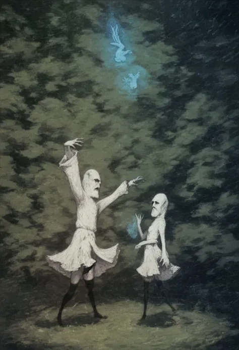 score_9, score_8_up, score_7_up, 1boy, short robe, stockings, nude, penis, (hand:1.2), arm extended forward, (magic:1.0), meadow forest background, (potets:1.2)