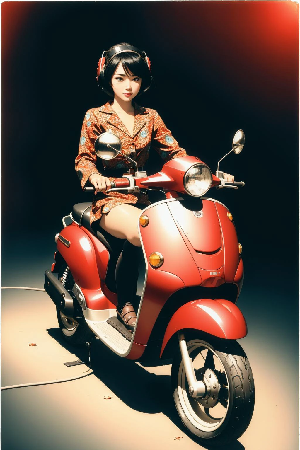 1girl, Cosy, CineColor, Concept artist, K-pop, Light and Bright, Primary Colors, Cross Processing, Lustful, Rust and Red hue, Batik, side lit, Dark and Gritty, Cinestill, rpg concept art, Tranquil, Low Contrast, Fuchsia explosions, Embarrassing, Calotype, Floral motives, Classical ([Water scooter:Pecan:4]:1.3) , the Water scooter is very Dollpunk and Slimy, it has intricate details, it is anthropomorphic with a face, Cozy, Muted Colors, expressive brush strokes, Evil, Dark hue, Complex background, Relaxed, four colors, hearthstone artwork, Angry, Film Washi, Film grain, Relieving, Dichromatic, rainbow swirl, Sci-Fi, cheetah print neon hue, stylized, Atompunk, Warm lighting, Joyful, Offset print, Light streaks, Depressing, Monochrome, Decoupage, Reflected light