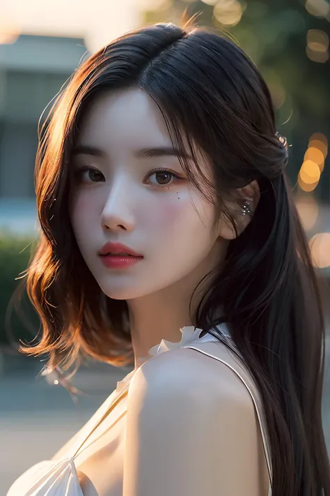 Best quality, masterpiece, ultra high res, (photorealistic:1.4), raw photo, 1girl, long hair, outdoor, closeup, looking at viewer