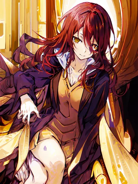 <lora:RindouKobayashi:0.75>, shokugeki no souma, Rindou Kobayashi ,high resolution, red hair,long hair, solo, 1woman, detailed eyes, ((yellow eyes))