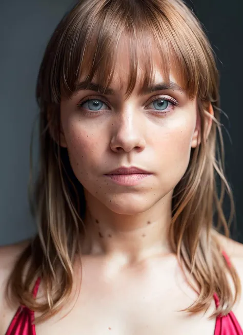 portrait of skswoman, lonely , wearing satin , with strawberry blonde Side-swept bangs , background space epic (photo, studio lighting, hard light, sony a7, 50 mm, matte skin, pores, colors, hyperdetailed, hyperrealistic), <lyco:Aura GarridoV3:1.0>