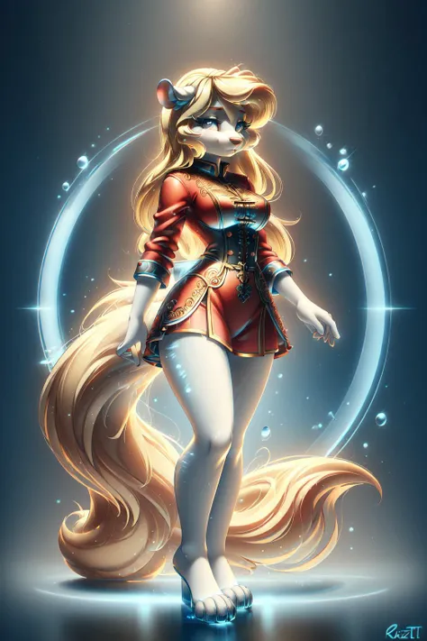 <lora:ral-elctryzt-sd15:0.75><lora:minerva-v1-novelai:1> minerva, (ral-blueresin red clothes), (ral-elctryzt blonde hair:1.2), (detailed perfect eyes:1.2), white fure, (detailed fluffy fur:1.2), perfect hourglass body, mink snout, (long fluffy blonde tail:1.2)
(masterpiece:1.2), (highly detailed:1.2), (intricate:1.2), (best quality:1.2),(8k:1.2),
cinematic summer light, vivid colors <lora:ral-blueresin:1>