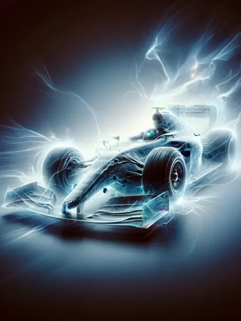 An ais-ghostly F1 car, ral-elctryzt <lora:Ghostly_Style_SDXL:1> <lora:ral-elctryzt-sdxl:1>