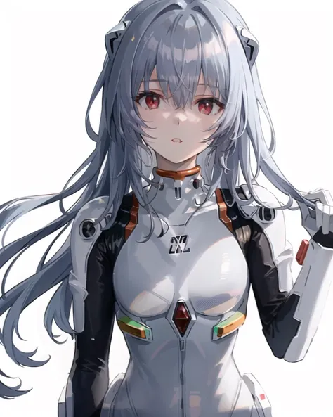 best quality,highly detailed,masterpiece,ultra-detailed,solo,1girl,(white background:1.5),(Delicate eyes),1girl, plugsuit, ayanami_rei, bodysuit, white_bodysuit, red_eyes, solo, simple_background, white_background, pilot_suit, short_hair, blue_hair, bangs, interface_headset, turtleneck, hair_between_eyes, skinny, parted_lips, looking_at_viewer, small_breasts, upper_body,wariza