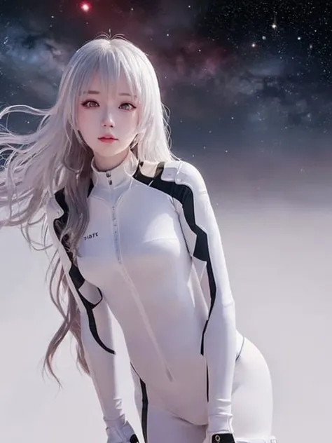 (8k, best quality, masterpiece:1.2),highly detailed,masterpiece,ultra-detailed,solo,1girl,(white background:1.5),(Delicate eyes),plugsuit, 1girl, star_\(sky\), long_hair, starry_sky, bodysuit, ayanami_rei, solo, night_sky, red_eyes, red_background, breasts, white_bodysuit, eyepatch, pilot_suit, lance_of_longinus, bangs, light_particles, interface_headset, souryuu_asuka_langley,<lora:koreanDollLikeness_v10:0.2>,<lora:taiwanDollLikeness_v10:0.3>,<lora:evaAyanamiRei_arV1:0.5>,full body,
