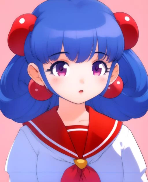 yoshizaki mine, 1girl, solo, portait, child, sailor_collor, hair_bobbles, antenna_hair, simple_background, <lora:yoshizakimine:1>