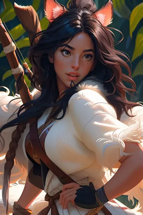 DEN_danielley_ayala,
prehistoric warrior woman hunting in a chaotic jungle with spears and arrows, fur clothing, fur, warrior, prehistoric, cave person, wearing fur clothes, wearing animal skins, fur, animal skins,
bokeh, f1.4, 40mm, photorealistic, raw, 8k, textured skin, skin pores, intricate details  <lora:epi_noiseoffset2:1>, epiCRealism <lora:ClothingAdjuster3:-1.3>