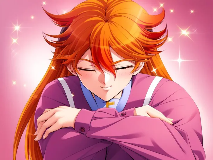 <lora:Nogiwa_Miho:1>,NogiwaMiho, solo, 1girl, closed eyes, smile, orange hair, long hair, crossed arms, light_purple_long sleeves, happy, sparkle, blush,
masterpiece, high quality, very_high_resolution, large_filesize, full color,