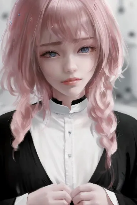 oil painting \(medium\),((face)),((facial)),(((shirt))),looking at viewer,1girl,white_hair,best quality, masterpiece, <lora:wlop-000010:1>