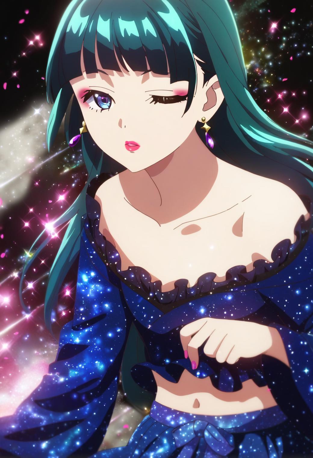 A close up of a person with long hair and a dress - SeaArt AI