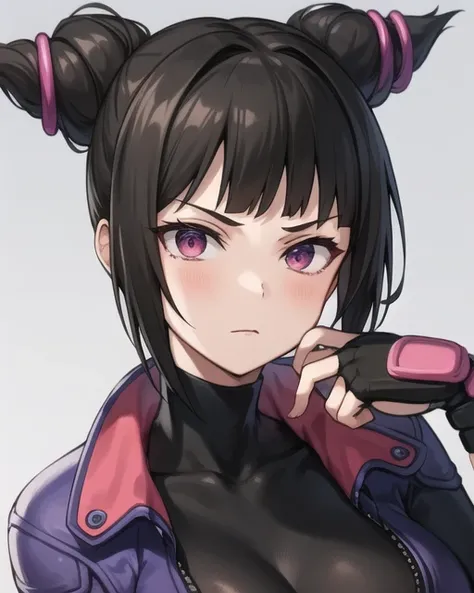 masterpiece, best quality , 1girl, JuriMS , sfv , hair horns, eye bangs, <lora:JuriMS:1>