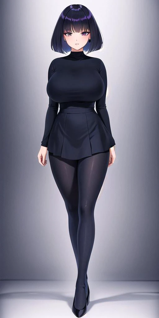 <lora:TomoeHotaruV3:0.6> tomoehotaru, huge_breasts, standing, solo, Hotaru_Black_short_dress_Blue_pantyhose_Black_shoes, masterpiece, best quality, detailed face, detailed eyes, highres,