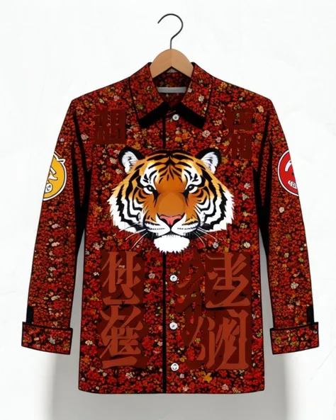 <lora:clothes_rack_v3:0.5>, emblem, still life, no_humans, character print, objectification, clothes rack
, tiger_print