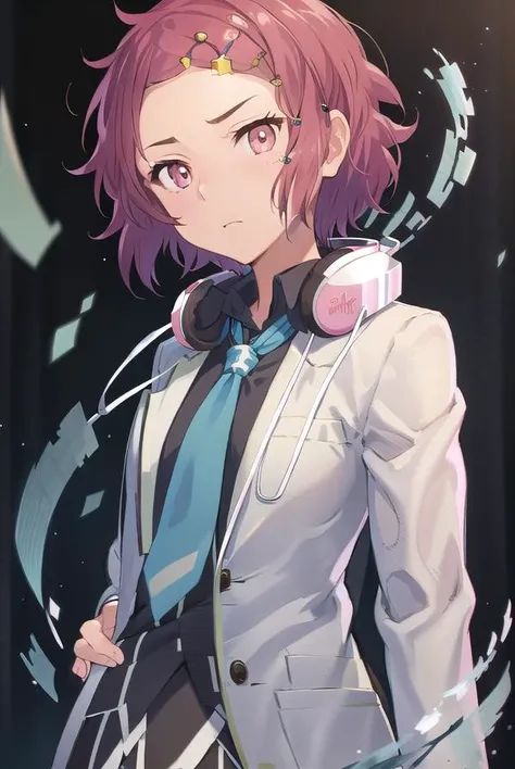 koitominase, <lyco:koitominase-lyco-nochekaiser:1>,
koito minase, (pink eyes:1.5), pink hair, short hair, swept bangs,
BREAK black shirt, blue necktie, brown pantyhose, buttons, collared shirt, dress shirt, hair ornament, hairclip, headphones, headphones around neck, jacket, long sleeves, necktie, open clothes, open jacket, pantyhose, plaid, pleated skirt, pocket, school uniform, shirt, skirt, unbuttoned, white jacket, white skirt
BREAK looking at viewer, full body,
BREAK indoors, classroom,
BREAK <lyco:GoodHands-beta2:1>, (masterpiece:1.2), best quality, high resolution, unity 8k wallpaper, (illustration:0.8), (beautiful detailed eyes:1.6), extremely detailed face, perfect lighting, extremely detailed CG, (perfect hands, perfect anatomy),