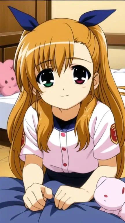 vivio, long hair, close-up, bedroom, <lora:nanoha-strikers-vivio:0.8>