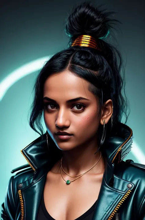 ((sfw)), photograph of amitaS1, ((face and [bust] portrait)) of a naturally beautiful and stunning cyberpunk hacker babe, wearing a (detailed) and [colorful] jacket, (natural skin texture, highly detailed face and eyes), cyberpunk aesthetic, best quality, masterpiece, 4k, absurdres, by arny freytag,