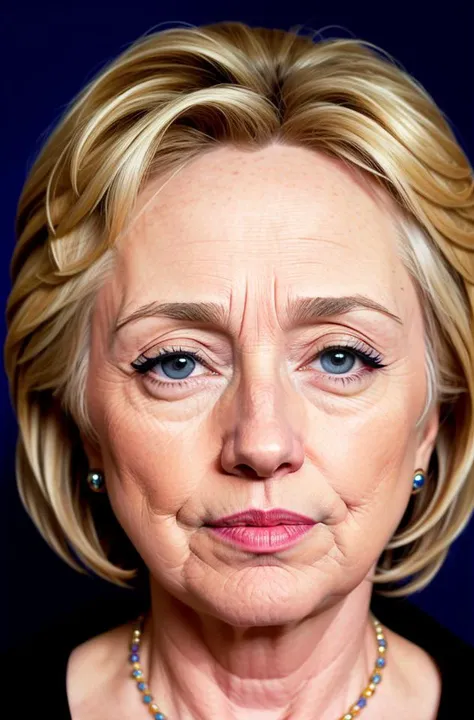 photograph, a face and bust portrait of hillary clinton, abstract artistic background, high quality, , sharp focus, natural skin texture, highly detailed face, masterpiece, absurdres, (by arny freytag)