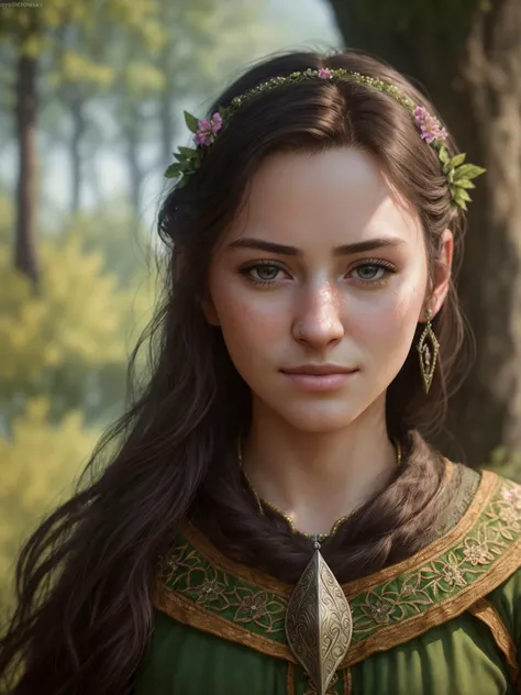 realistic RAW photo of 18 year old gorgeous druid 1girl posing in full outfit in Skyrim. 4k, 8k, HDR, (depth of field:1.1), bokeh, ultra detailed, (slim skinny figure:1.2), bloom, ray tracing, [crisscross], wide angle lens, (sharp focus:1.2), detailed eyes, luscious lips, intricate high detailed skin, intricate details, hyperdetailed, f/5.6, absurdres, professional, (photorealistic, photo-realistic, realism, hyperrealism, art photography, analog:1.5), award winning masterpiece, (adventurous|mischievous:1.2) smirk facial expression, Fujifilm XT3