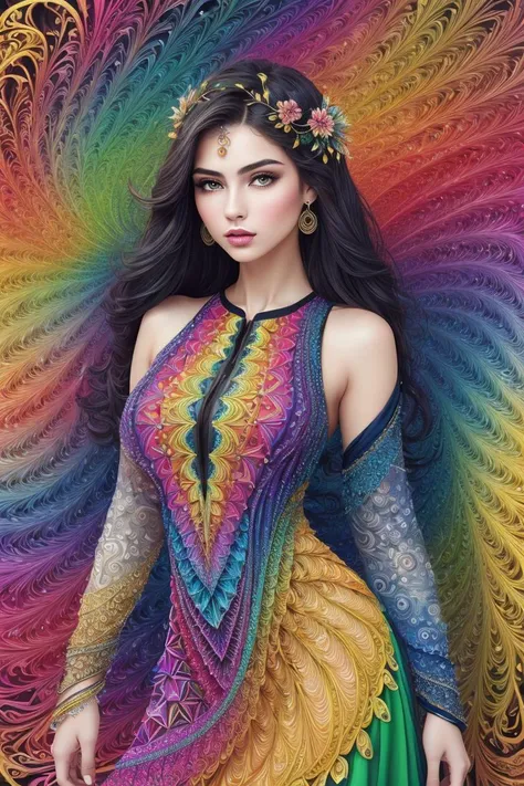 (masterpiece, top quality, best quality, official art, beautiful and aesthetic:1.2), (1girl:1.3), extremely detailed,(fractal art:1.2),colorful,highest detailed,(zentangle:1.2), (dynamic pose), (abstract background:1.5), (treditional dress:1.2), (shiny skin), (many colors:1.4), upper body