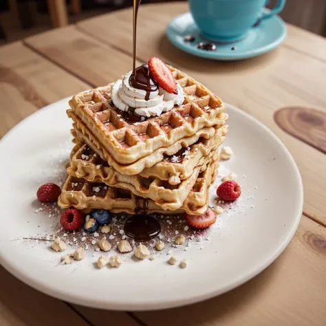 RAW photo, waffles, <lora:foodphoto:0.8> foodphoto, dslr, soft lighting, high quality, film grain, Fujifilm XT