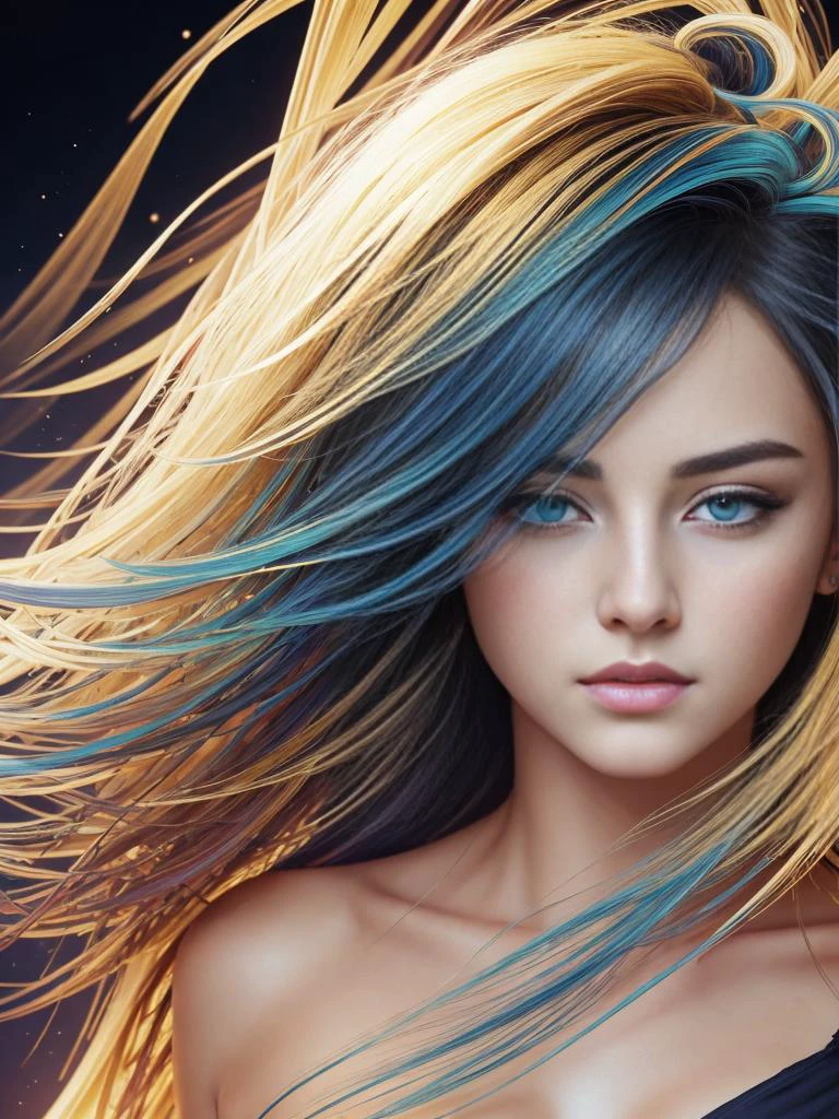 Colorful beautiful girl: a giru 18-years old, messy hair, oil painting, nice perfect face with soft skinice perfect face, blue yellow colors, light purple and violet additions, light red additions, intricate detail, splash screen, 8k resolution, masterpiece, cute face,artstation digital painting smooth veryBlack ink flow: 8k resolution photorealistic masterpiece: intricately detailed fluid gouache painting: by Jean Baptiste Mongue: calligraphy: acrylic: watercolor art, professional photography, natural lighting, volumetric lighting maximalist photoillustration: by marton bobzert:, complex, elegant, expansive, fantastical, <lora:rmadart3NoiseoffsetSD1_v10:1>, wavy hair, vibrant, Best quality details, realistic, High definition, High quality texture, epic lighting, Cinematic film still, 8k, soft lighting, anime style