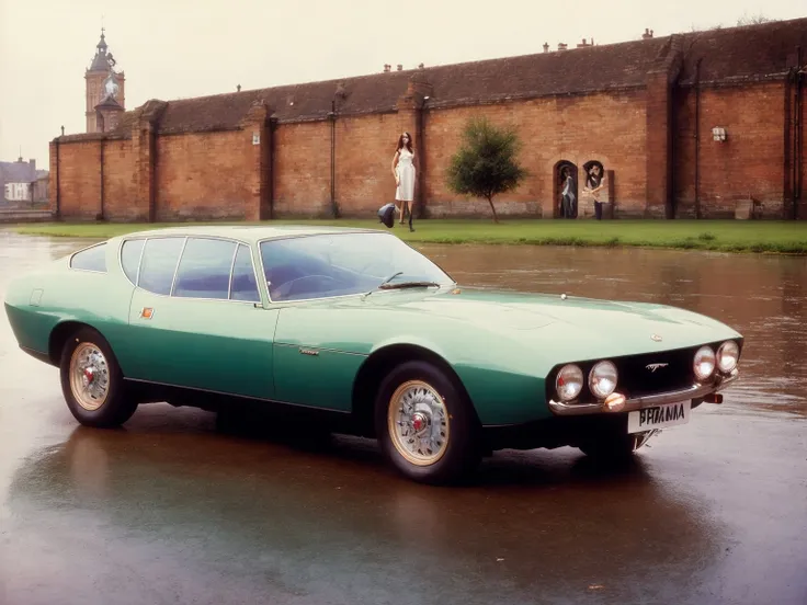 masterpiece, best quality, jaguarpirana, 1car, london background, rain, dark, <lora:JaguarPiranaBertone-000008:0.6>, glamorous , stylish , trendy , by Richard Avedon , Helmut Newton , Mario Testino , Annie Leibovitz , Steven Meisel