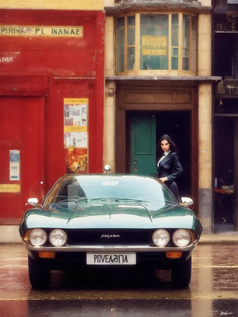 masterpiece, best quality, jaguarpirana, 1car, no humans, london background, rain, dark,  <lora:JaguarPiranaBertone-000008:0.6>, glamorous , stylish , trendy , by Richard Avedon , Helmut Newton , Mario Testino , Annie Leibovitz , Steven Meisel