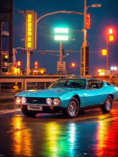 masterpiece, best quality, jaguarpirana, 1car, night, rainy highway, highly detailed, <lora:JaguarPiranaBertone-000008:0.6>, (Cyberpunk), futuristic, neon, urban, dystopian