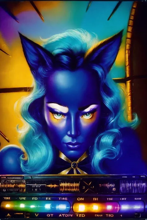 portrait of a beautiful magical cartoon character, raw photo, moody found footage, kitsch,b-,vhs