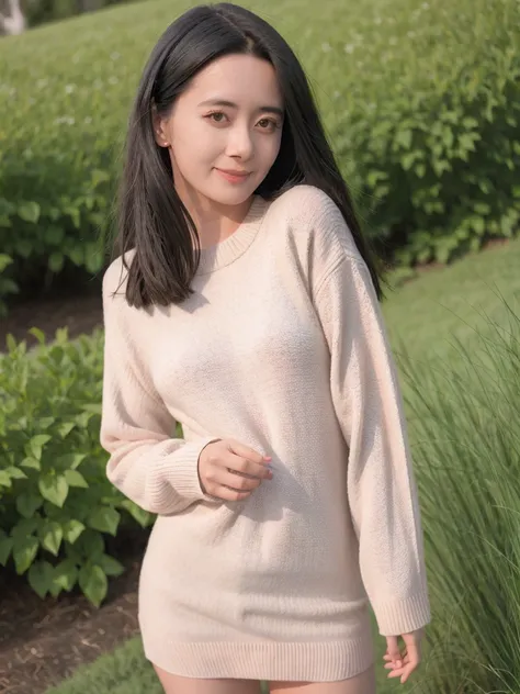 ((long sweater)),  contrapposto, best quality, ultra high res, (photorealistic:1.3), 1girl, small breasts,   <lora:mingxing:1>