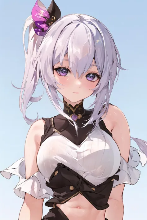 (high detailed skin:1.2),8k uhd,high quality,1girl,solo,medium breasts,multicolored background,<lora:Houkisei-000007:1>,upper body,