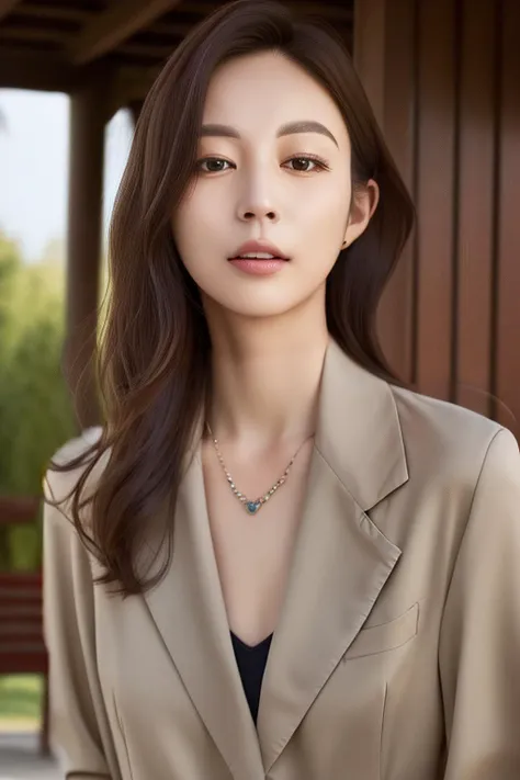 kim, 8K, (RAW photo, best quality:1.5), (realistic, photo-realistic:1.3) ,masterpiece, extremely detailed, 2k wallpaper, Amazing, finely detail, light smile, extremely detailed CG unity 8k wallpaper, huge file size , ultra-detailed, highres, beautiful detailed girl, looking at viewer, straight-on, light on face, closed mouth, black hair, long eyelashes, full body, 1girl, (highly detailed face: 1.3),beautiful detailed eyes, lying silkworm, beautiful detailed nose, perfect detailed skin, realistic face, realistic body, comfortable expressions, (woman's suit coat), outdoor, swimming pool, standing, <lora:wanna._b:0.85>