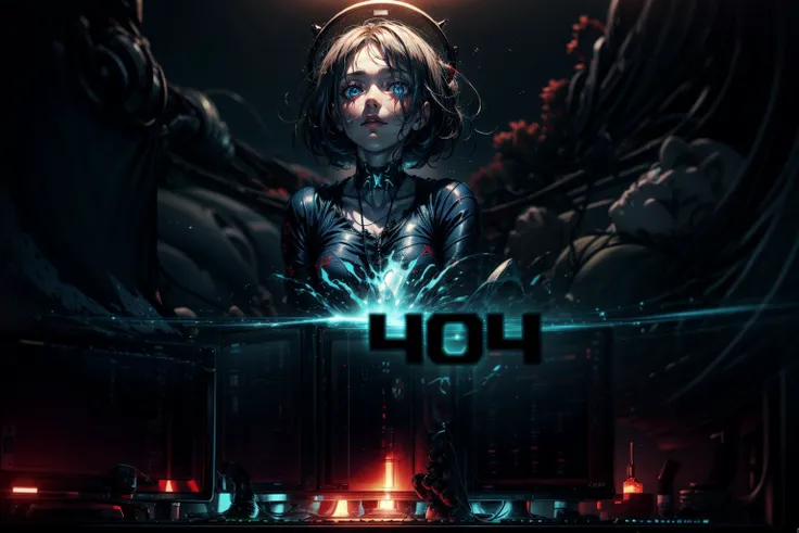 (depression:1.7) ( blue atmosphere:1.5), (monster red :1.5), looking at the camera, <lora:more_details:1> (computers:1.6), (electric :1.4), (404 text:1.5)