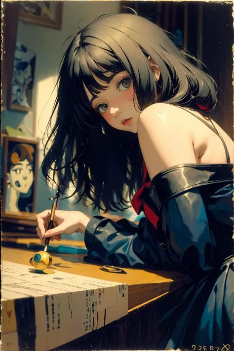 Dynamic poses, ultra detail, nsfw, large breast, tattoo,looking at viewer, top quality, masterpiece,detail face, indoor, upper body, cowboy shot, top quality, school girl, sitting and watching the audience, rich color