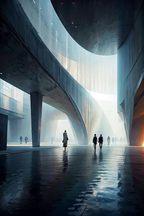 (masterpiece, top quality, best quality, official art, beautiful and aesthetic:1.2), (8k, best quality, masterpiece:1.2, ), photo_scale, solo, standing, 1girl, scenery, reflection, silhouette, <lora:CGphotobuilding asw:1>
