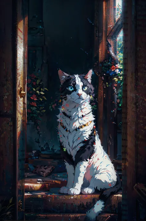 (masterpiece), (best quality), (official art, extremely detailed CG unity 8k wallpaper), (highly detailed), ((absurdres)),((cat)),extremely detailed eyes,queen of ecstasy,goddess,powerful,majestic,style of madhouse studio anime,fantasy,medieval,curtains,respectful expression,calm,