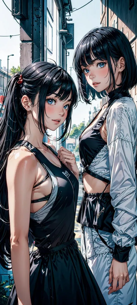 ((black dress with sports bra)), small breasts,