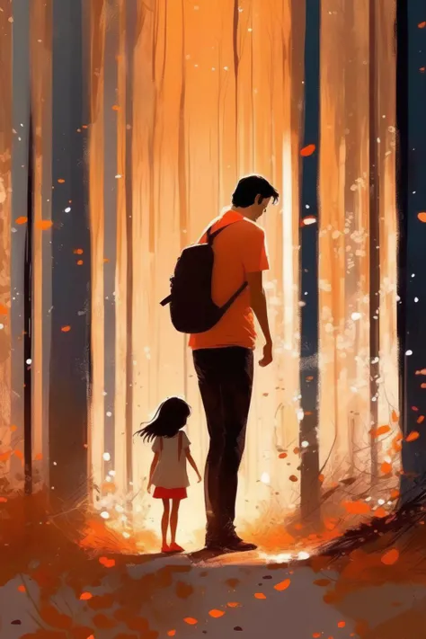 <lora:Pascal Campion Style:1>Pascal Campion Style - father and daughter in a forest. ultra detailed illustration. Pascal Campion style