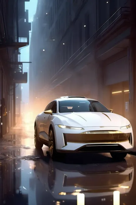 <lora:Pascal Campion Style:1>Pascal Campion Style , white and brass science fiction hovering industrial luxury car by a downtown hotel, science fiction, cinematic lighting, night time, volumetric light, imax, dslr, highly detailed, volumetric fog, dystopian vibes, dutch angle, cinematic angle