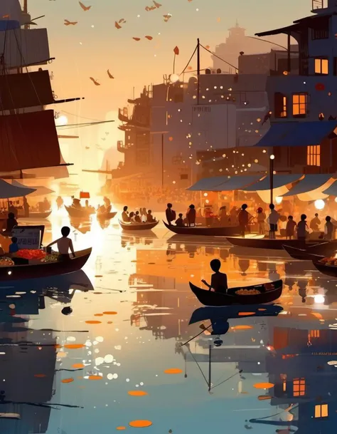 <lora:Pascal Campion Style:1>Pascal Campion Style -
Ships, rafts, boats, bustling people, market, river, morning, sunrise from Pascal Campion