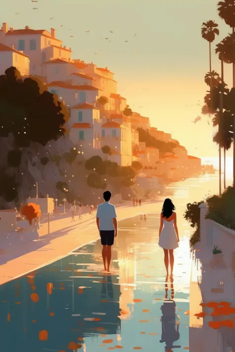 <lora:Pascal Campion Style:1>Pascal Campion Style - A Lovely Riviera Landscape, in Atey Ghailan and Joelle Jones style