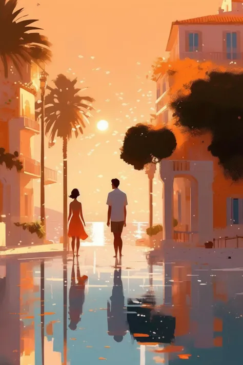 <lora:Pascal Campion Style:1>Pascal Campion Style - A Lovely Riviera Landscape, in Atey Ghailan and Joelle Jones style