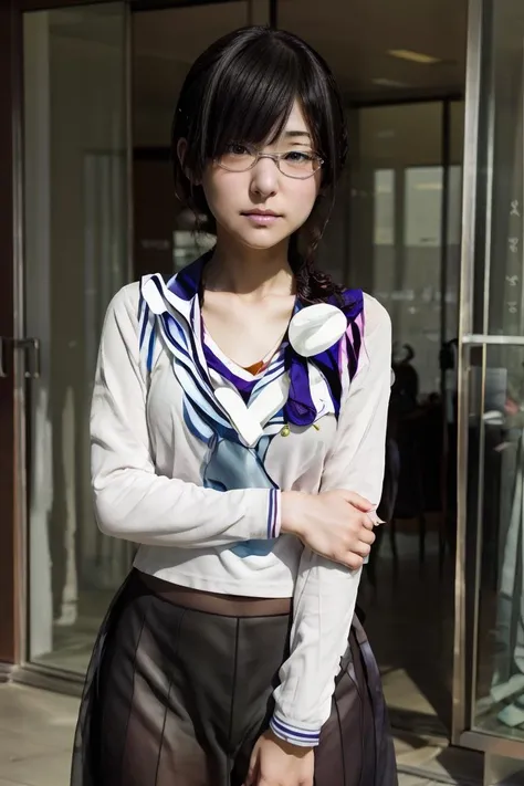 ((Japanese Mature)), ((60 years old:1.4)), ((old woman:1.3)), Japanese Mature Wife, Browsing Caution, One person, ((Small breasts)) , ((Flat Chest)), ((Saggy breasts)), ((School Swimsuit)), Japanese-style room, short hair, ((Frame glasses)), ((Red lipstick))