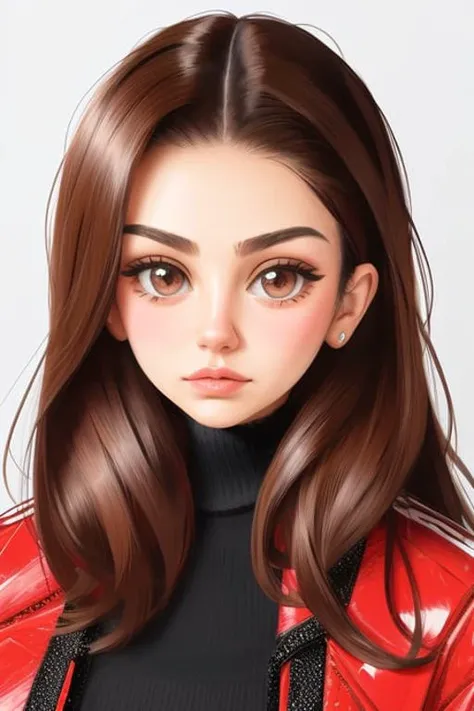 head and shoulders style portrait of (mimilenka-850:1.1), detailed face, detailed big brown eyes,
