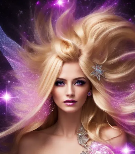 (Cinematic Photo:1.3) of,(Energetic:1.3) (Photo:1.3) of woman in dress, hair blonde,Sparklecore crystal, fantasy background,realistic,Highly Detailed,<lyco:locon_flmngprsn_v1_from_v1_64_32:1.0>