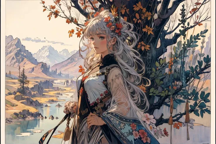 1girl,,tree,solo,silver hair,fantasy dress,white,weapon,long_hair,water,holding_weapon,looking_at_viewer,holding,hills,scenery,background,outdoors, full body, top light,dynamic angle,depth of field,impressionist art,real light and shadow, <lora:HBD4:0.25> heibaidiao, silhouette, light and shadow, <lora:loahrenrustyle_noise:0.5> PASTLIGHT <lora:IrisCompietStyle:0.5> IrisCompiet, (watercolor \(medium\) <lora:EF-add_detail:0.5> <lora:aki:0.15> alphonse mucha <lora:EF-Painted_poster_V1:0.5> Painted poster <lora:EF-Grand Scale:0.5> grandscale,landscape,scenery<lora:EF-GoodHands-beta2:0.5><lora:EF-GoodHands-beta2:0.5>