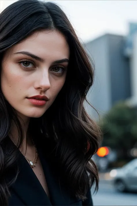 photo of beautiful (Ph03b3Tonk1n-140:0.99), a woman, perfect hair, (modern photo), wearing a (business suit:1.2) and jeans with jewelry, portrait, 85mm, (analog, cinematic, film grain:1.3), (Virtual Education Center, Futuristic facility with VR simulations, holographic lectures, and AI-guided learning.), detailed eyes, professional pose, painted lips, (epiCPhoto), (looking at viewer:1.1), (cinematic shot:1.3), (natural lighting, lit from above), <lora:add_detail:0.5>
