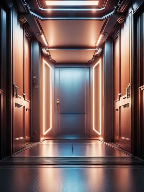 (masterpiece, best quality:1.3), hd, 8k, super details, no hunams, science fiction, scenery, indoors, hallway, door, <lora:sci-fi-v1.2:0.9>,
